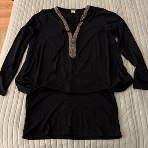 Navy Blue Blouson top/Stretch Dress